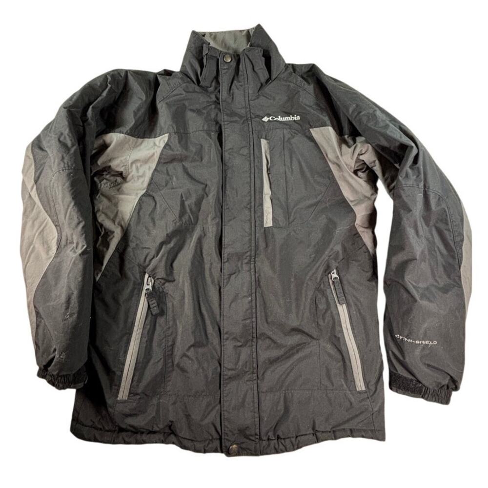 Columbia Omni-Shield Jacket Mens Small Black Gray Insulated Water Resistant Coat